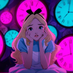 Illustration of a bored child surrounded by clocks, symbolizing empty time, boredom, and the psychological importance of unstructured moments in childhood development