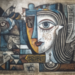 Abstract cubist-style face representing multiple perspectives, illustrating the concept of recontextualization and seeing the bigger picture